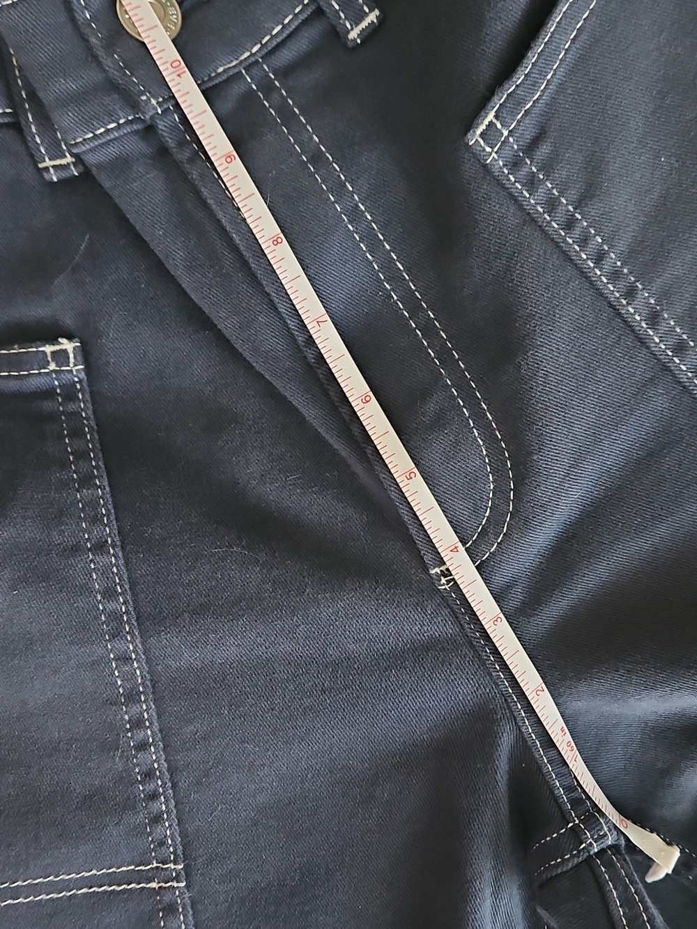 Everlane The Gardener Navy High-Rise Wide Leg Pants with White Stitching - Picture 6 of 9